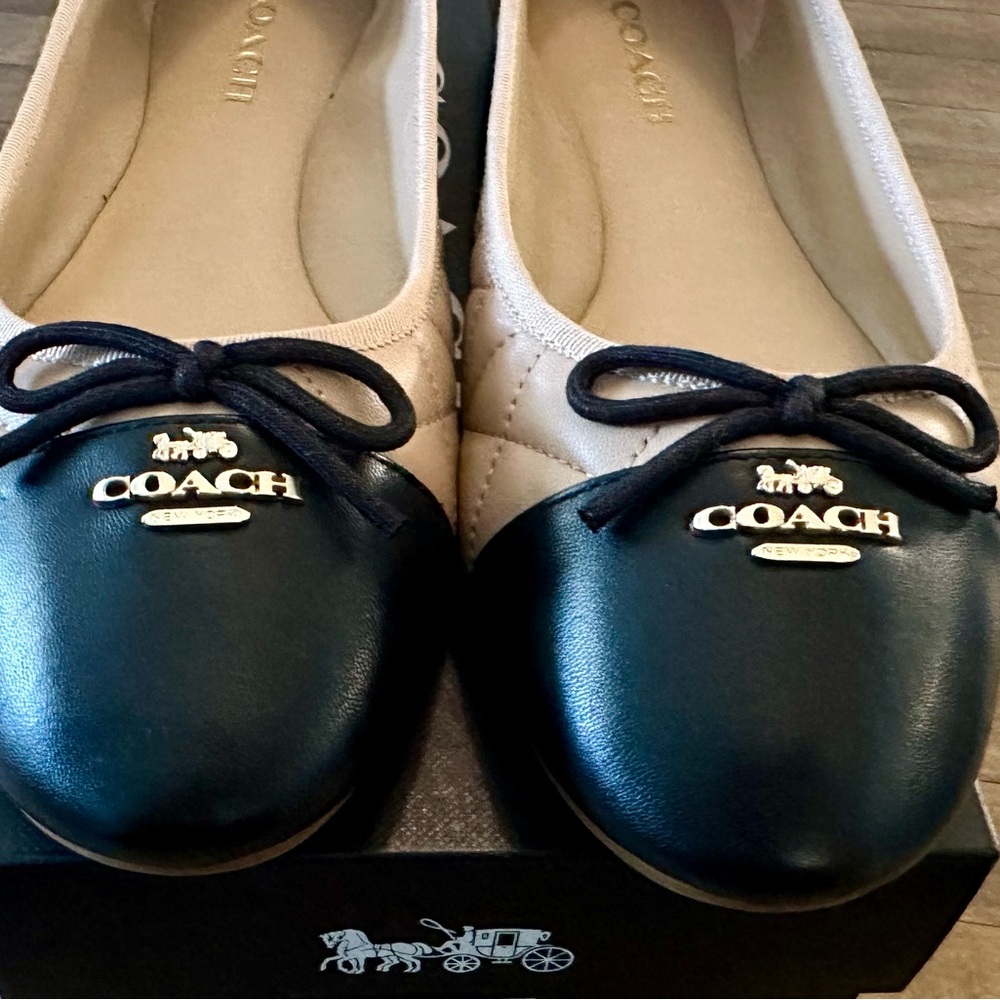 Coach Genuine Leather Allyson Quilted Ballet Flats Size 10 - Picture 2 of 16